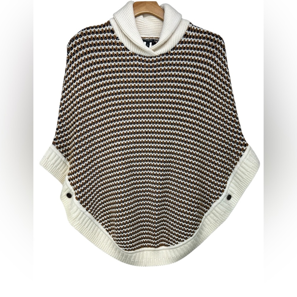 Talbots Black and Cream Knit Poncho
